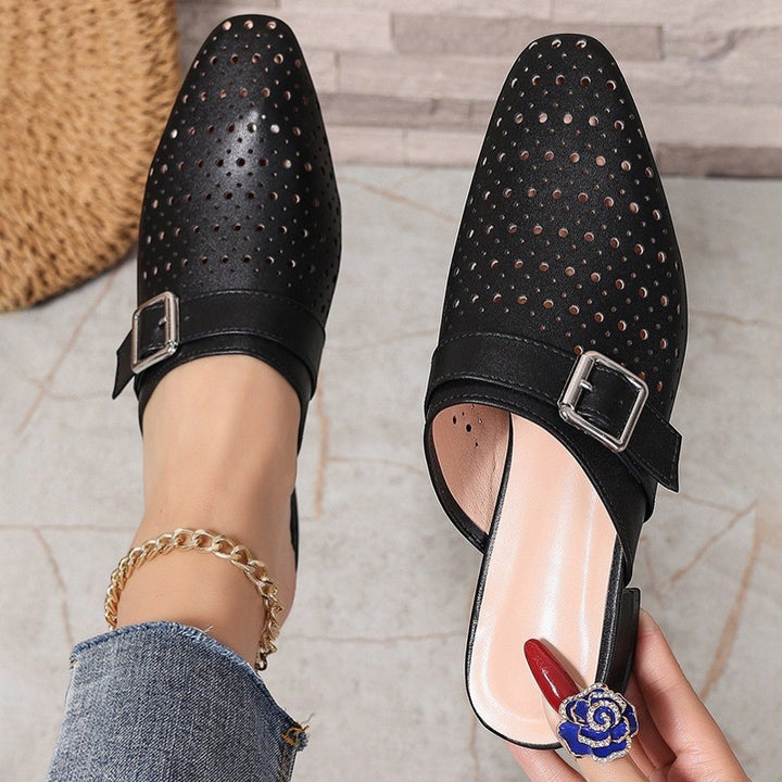Damen Mules aus Leder – Einziger Schnallenriemen