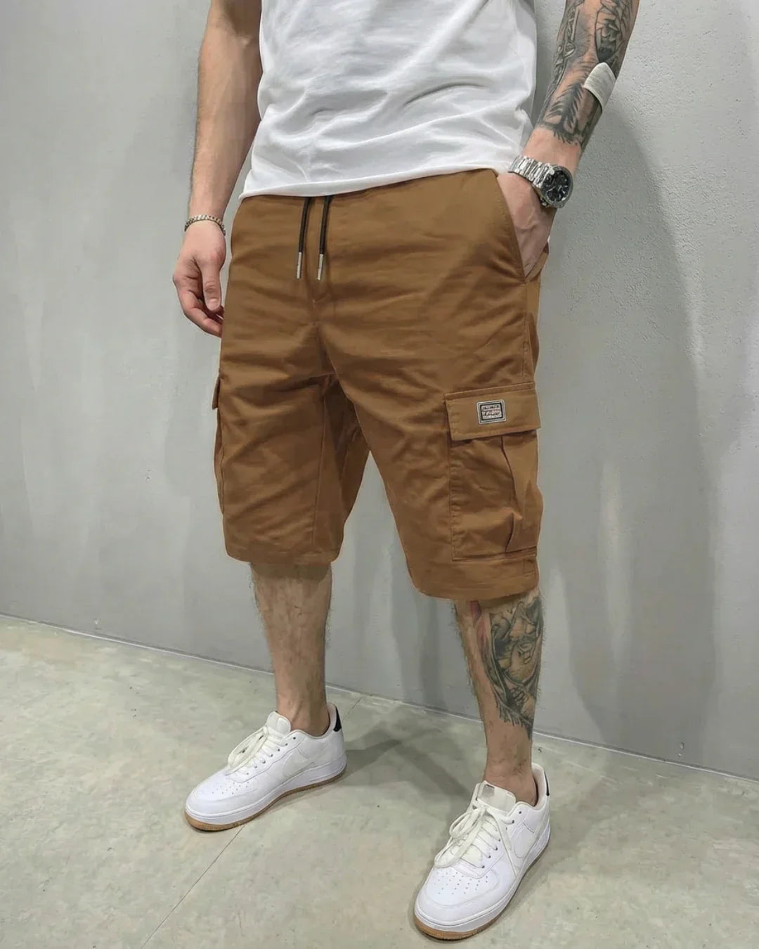 Shorts Cargo til Mænd – Elastisk Talje med Snøre & Store Klaplommer