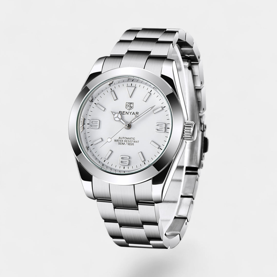 Herrenuhr aus Edelstahl analog – Leuchtzeiger