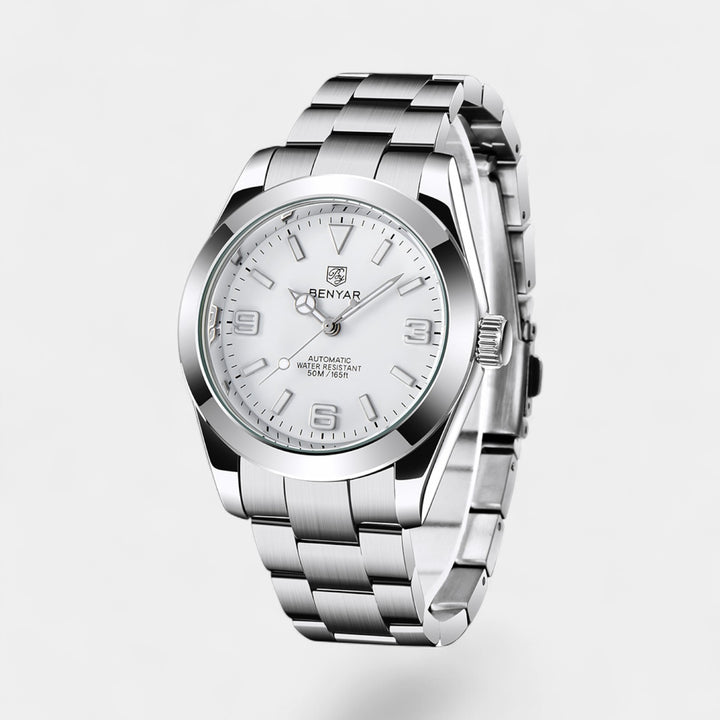 Herrenuhr aus Edelstahl analog – Leuchtzeiger
