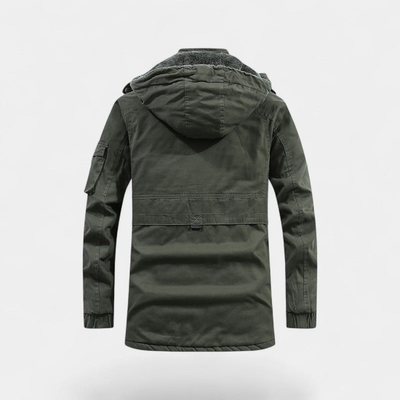 Herren Parka aus Baumwolle mit Kapuze – verwaschene Jacke mit Revers