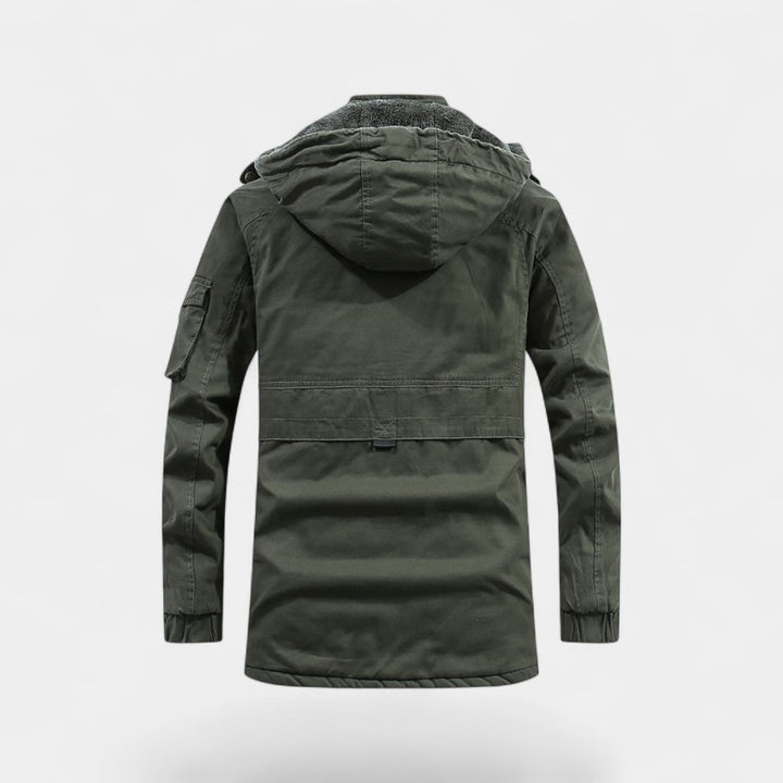 Herren Parka aus Baumwolle mit Kapuze – verwaschene Jacke mit Revers
