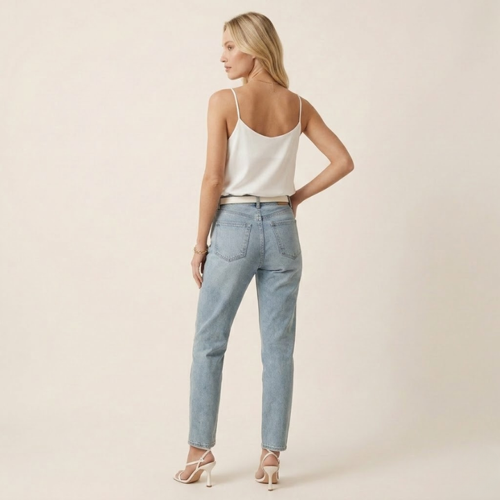 Women's Top with Thin Straps – V-Neck, Lightweight Fabric, Smooth Finish