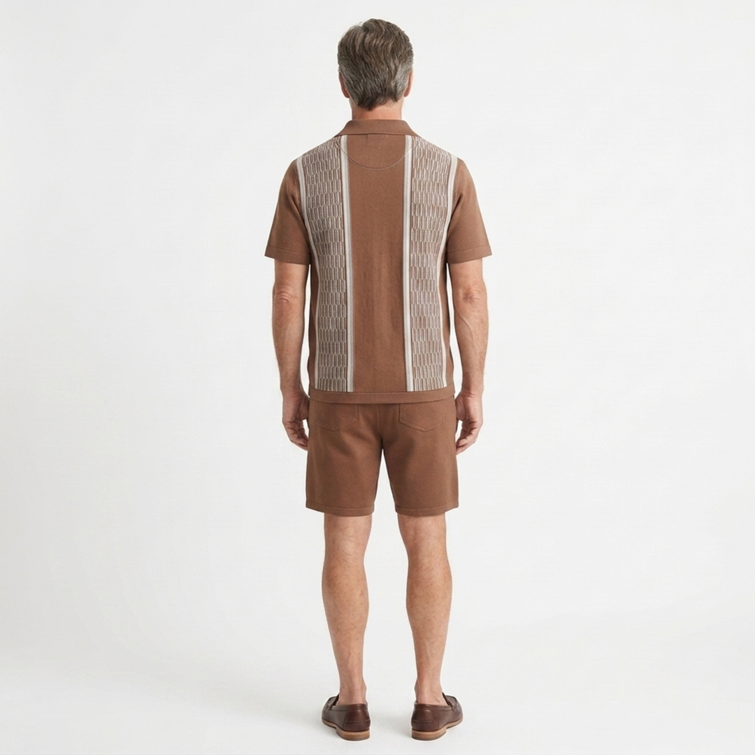 Men's Two-Piece Knit Set – Geometric Texture Casual Fit