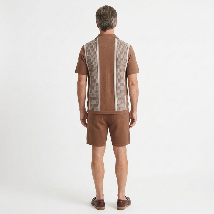 Men's Two-Piece Knit Set – Geometric Texture Casual Fit