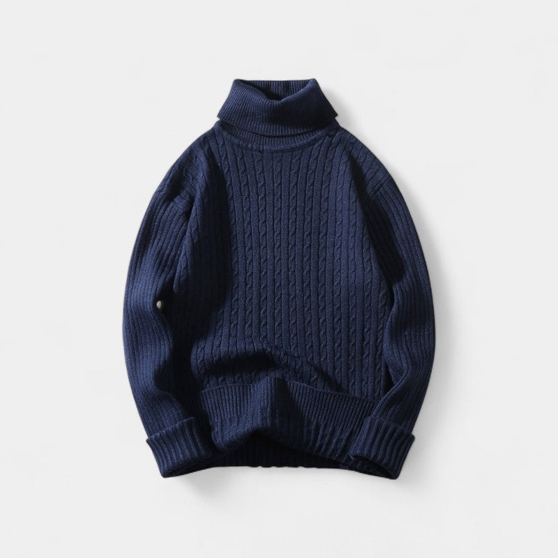 Herren Rollkragenpullover – elegante Zopfmuster