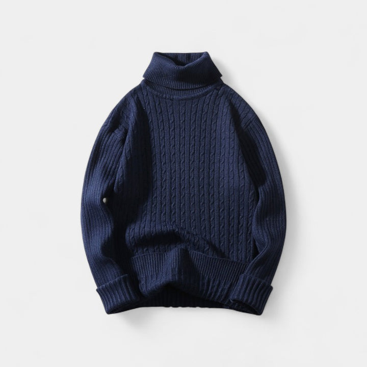Herren Rollkragenpullover – elegante Zopfmuster