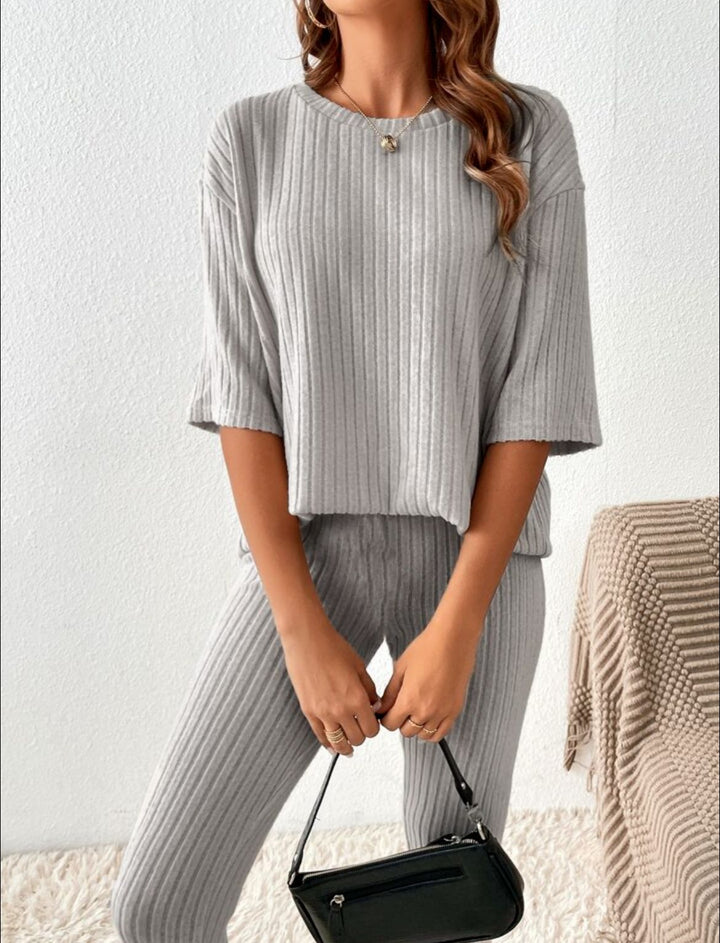 Lounge-Set aus Baumwolle für Damen – Gerippt, lässige Passform