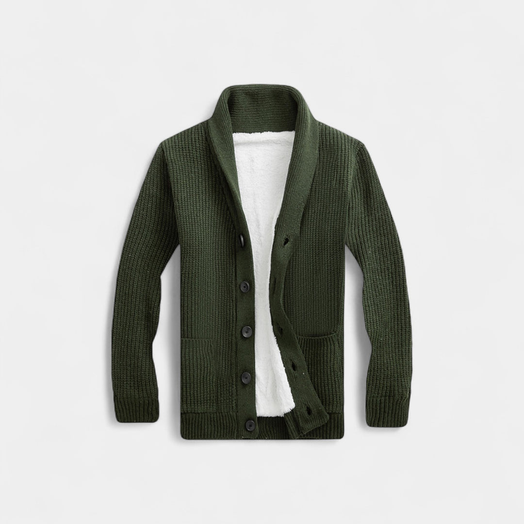 Herren Wollstrickcardigan mit V-Ausschnitt – minimalistischer, zeitloser Stil