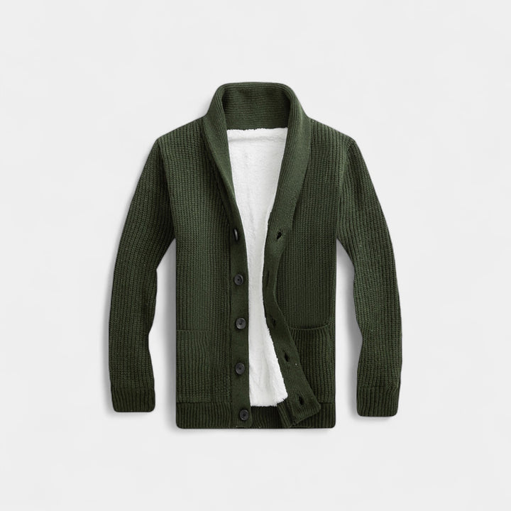 Herren Wollstrickcardigan mit V-Ausschnitt – minimalistischer, zeitloser Stil