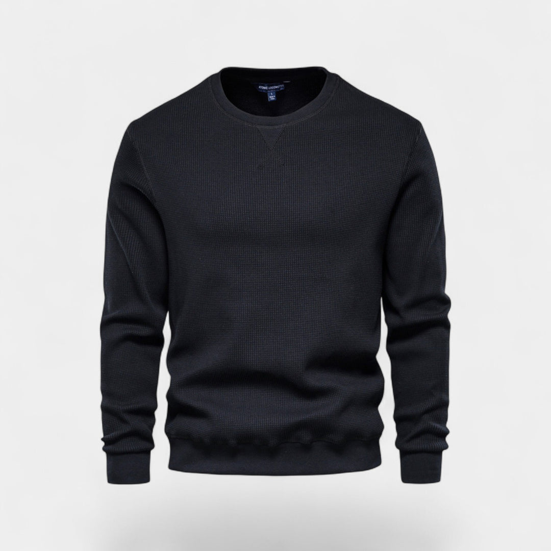 Herrenpullover aus Baumwolle mit Rundhalsausschnitt – minimalistische Passform