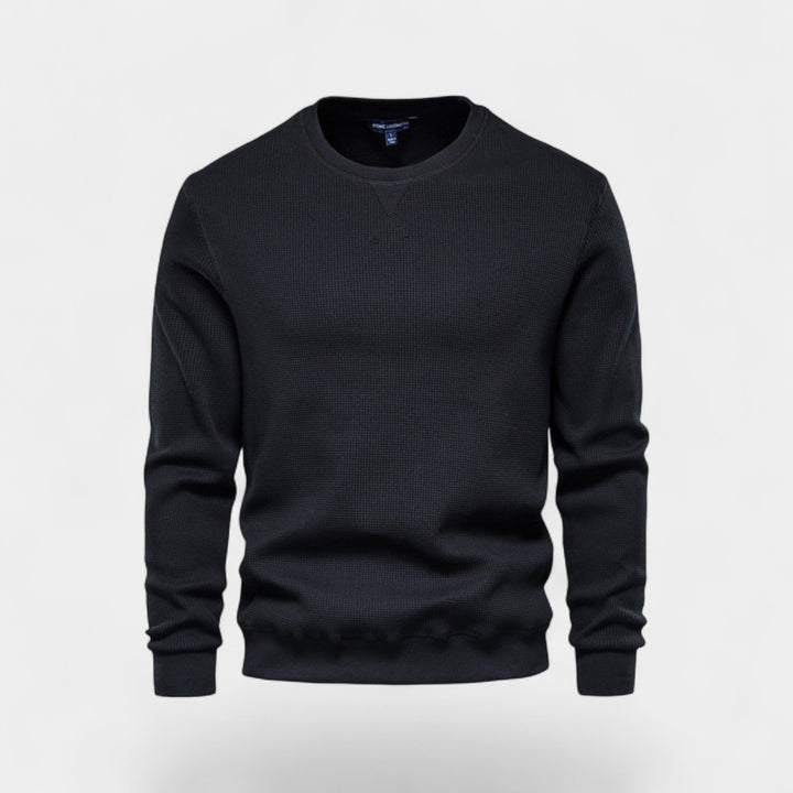 Herrenpullover aus Baumwolle mit Rundhalsausschnitt – minimalistische Passform