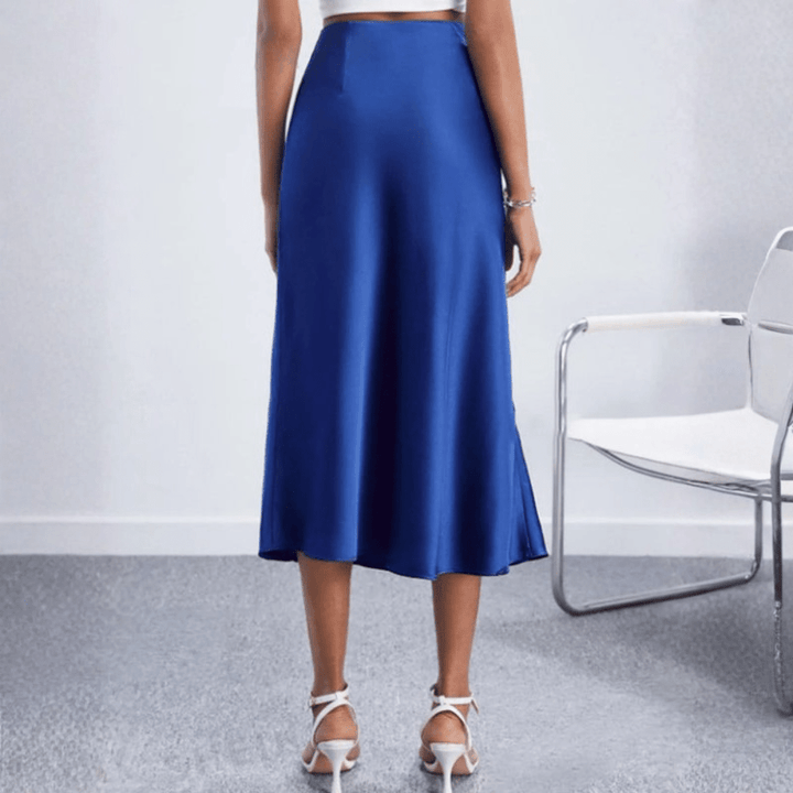 Midi-Rock für Damen mit hoher Taille und seitlichem Schlitz – elegante Silhouette