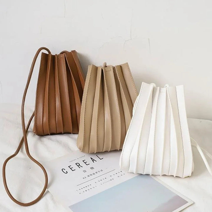 Borsa a tracolla mini plissettata donna in pelle – Design compatto strutturato