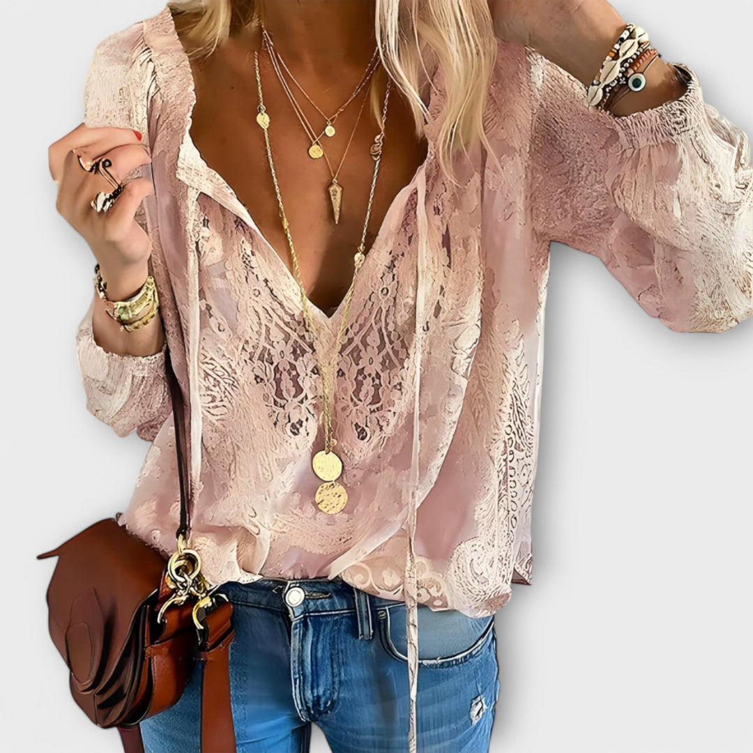 Boho-Bluse für Damen aus leichtem Stoff – Lange Ärmel, lässiger Schnitt
