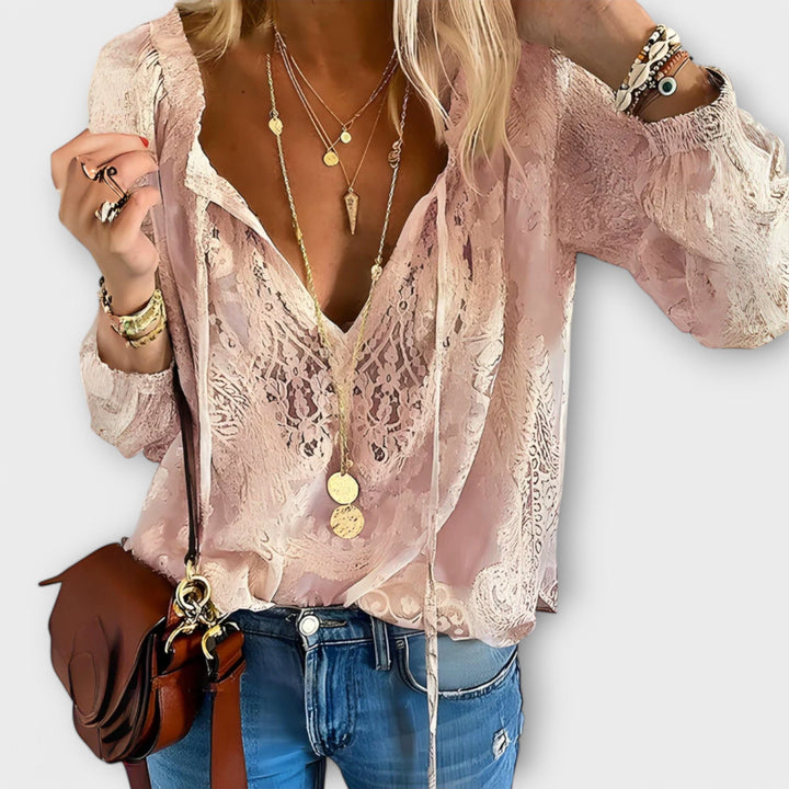 Boho-Bluse für Damen aus leichtem Stoff – Lange Ärmel, lässiger Schnitt