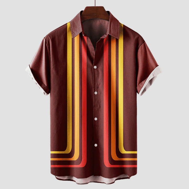 Chemise Homme Imprimée Manches Courtes – Coupe Décontractée Rétro