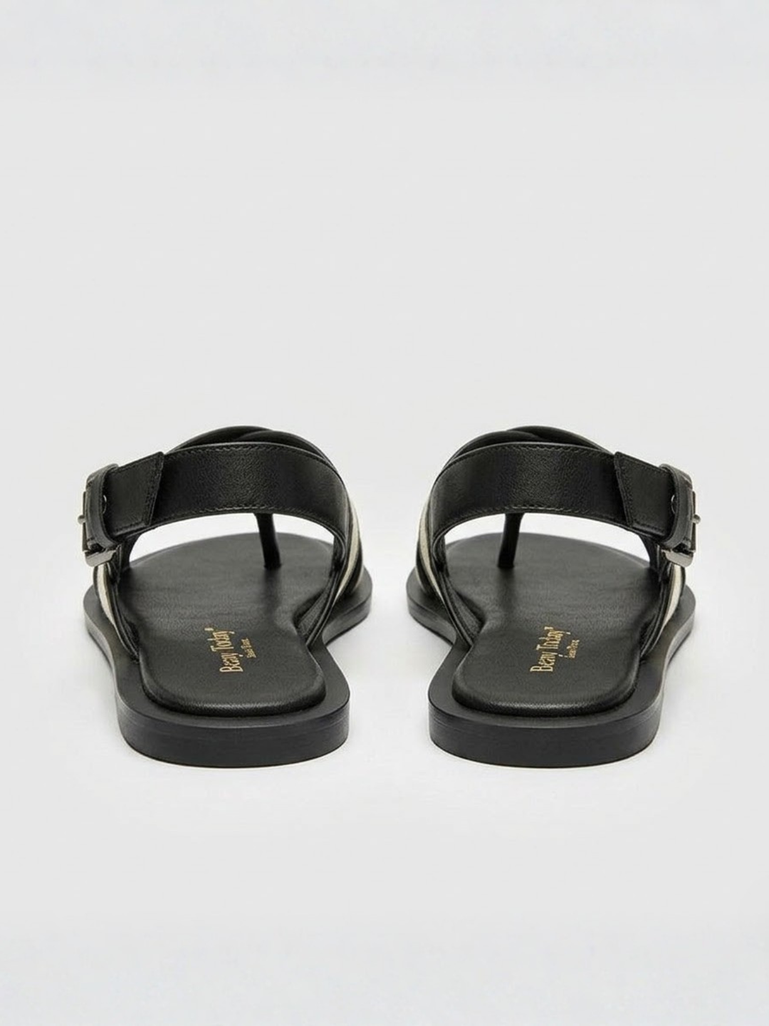 Women's Flat Canvas Sandals – Back Strap with Buckle & Vegan Leather Trim