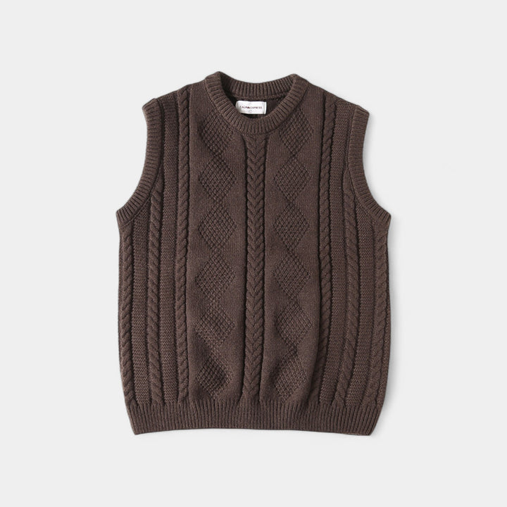 Herren Pullover mit Zopfmuster – Viertelknöpfe, raffinierte Passform