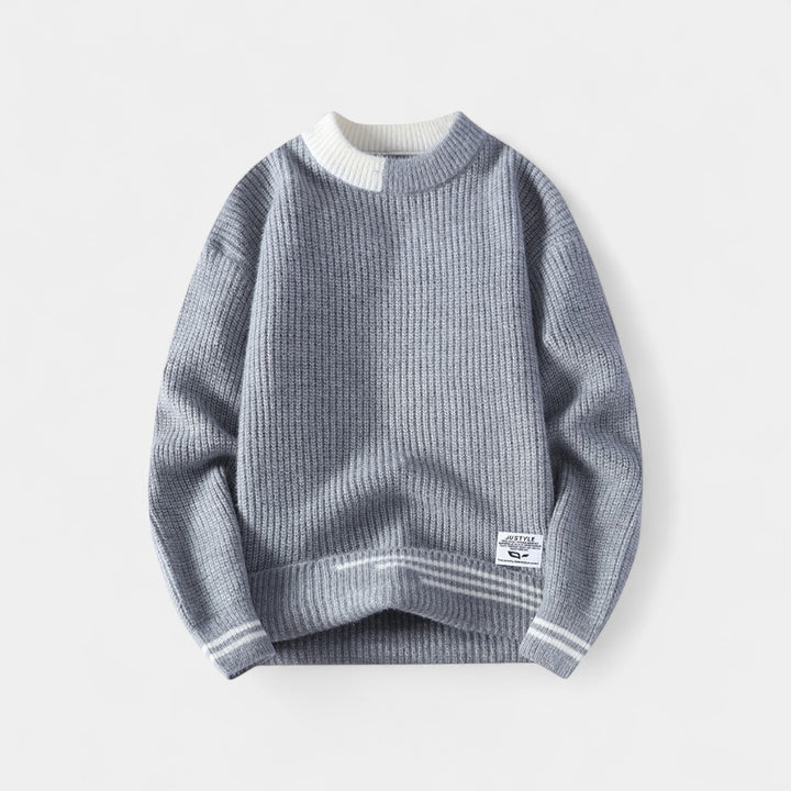 Maglione uomo cotone a righe casual knit