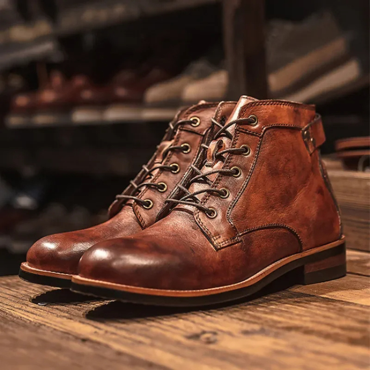 Herren-Schnürstiefeletten – Strukturierter Schaft mit geprägten Details