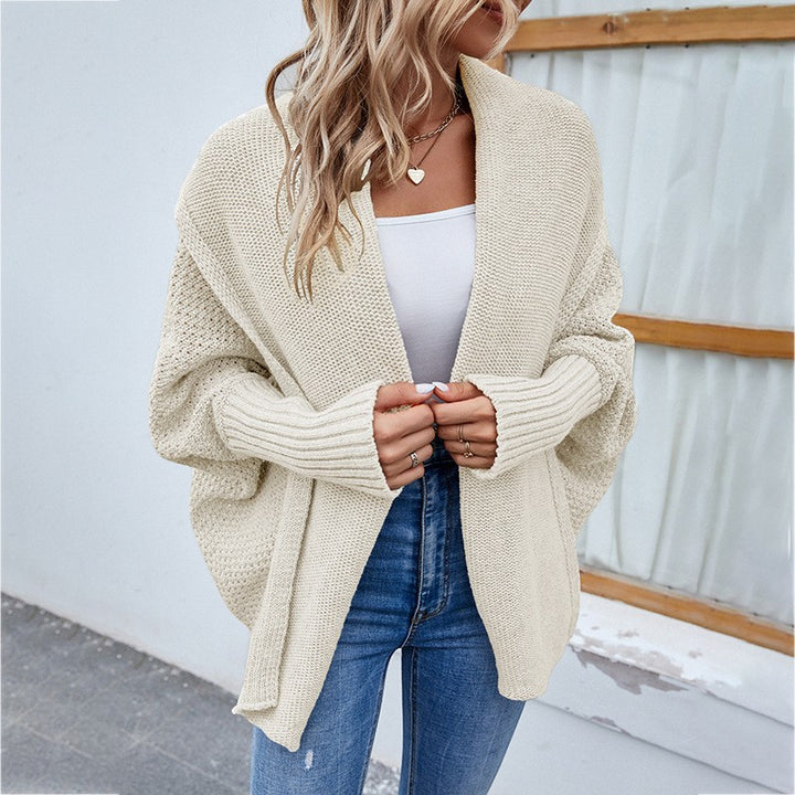 Damen-Cardigan aus offenem Strick – Weite, drapierte Passform