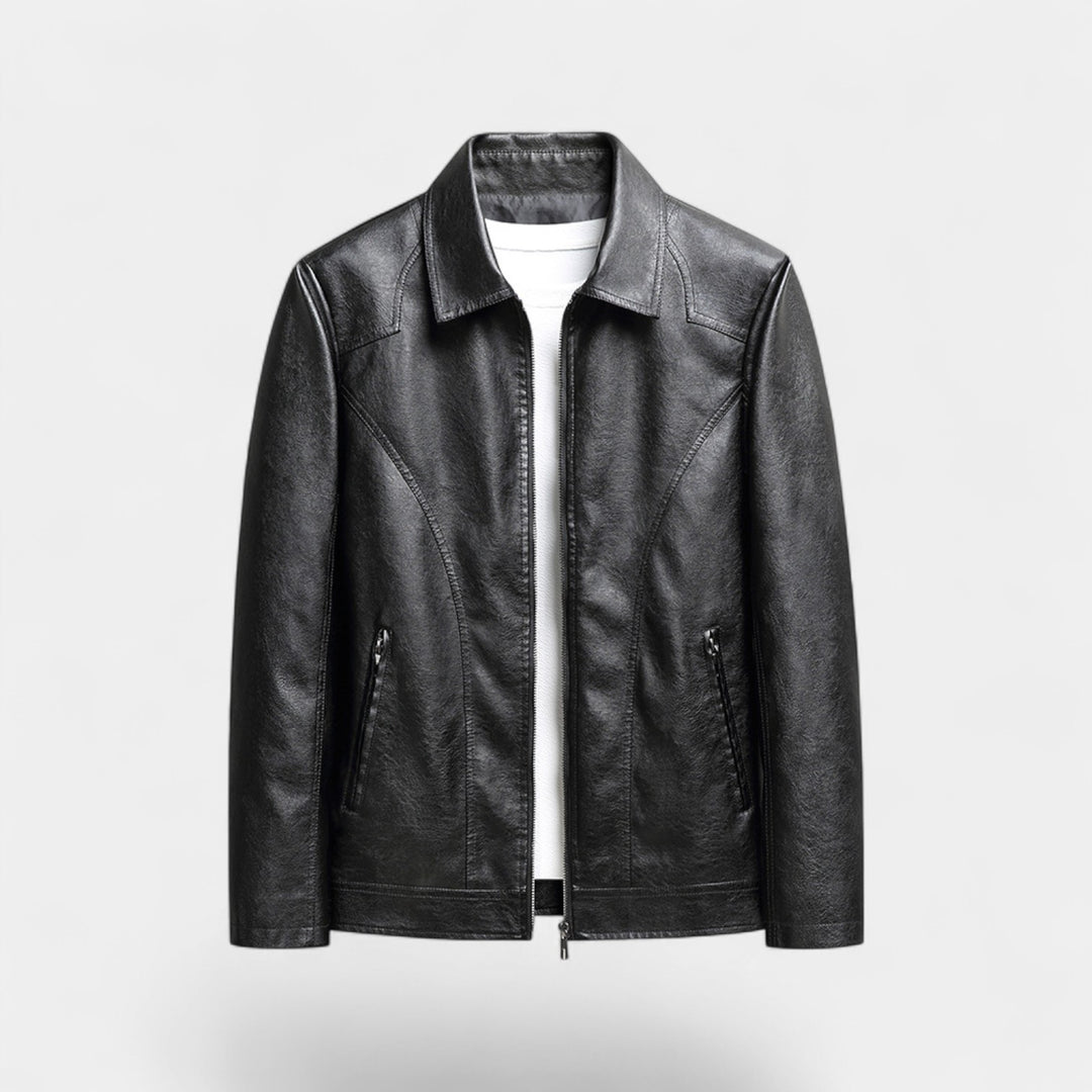 Herre læderjakke slim fit – minimalistisk koreansk stil
