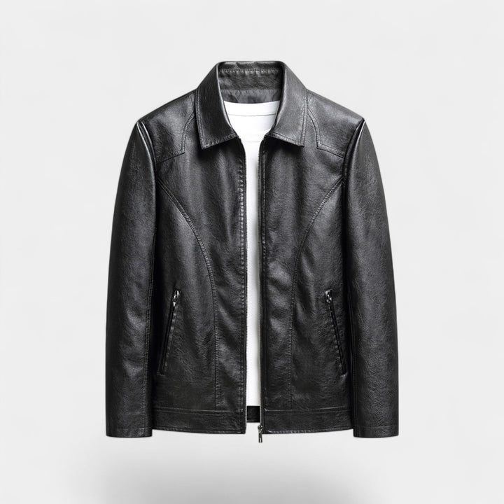 Herre læderjakke slim fit – minimalistisk koreansk stil