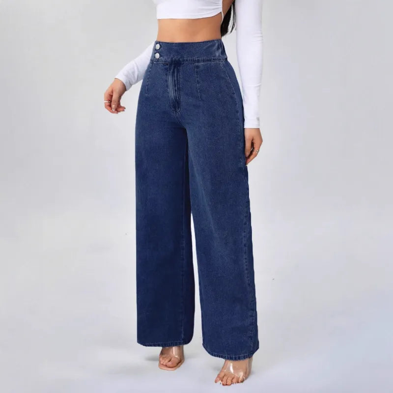 Damenjeans mit hoher Taille und weitem Bein – Retro-Schnitt