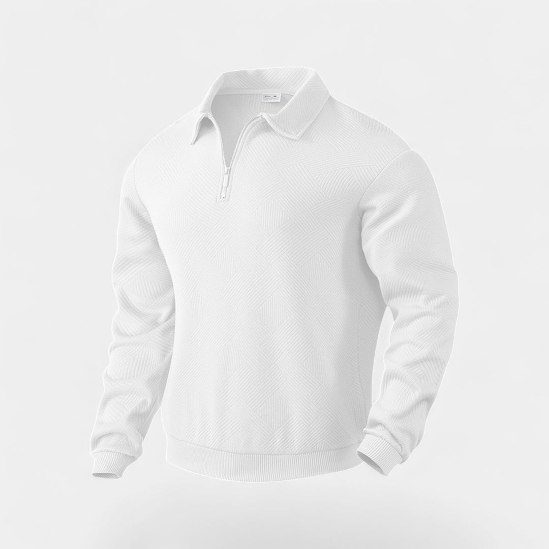 Herren Pullover mit halbem Reverskragen und halbem Reißverschluss, weiter Schnitt – raffiniert, leger, moderne Silhouette