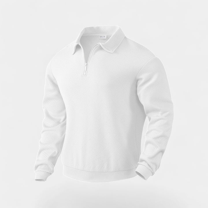 Herren Pullover mit halbem Reverskragen und halbem Reißverschluss, weiter Schnitt – raffiniert, leger, moderne Silhouette