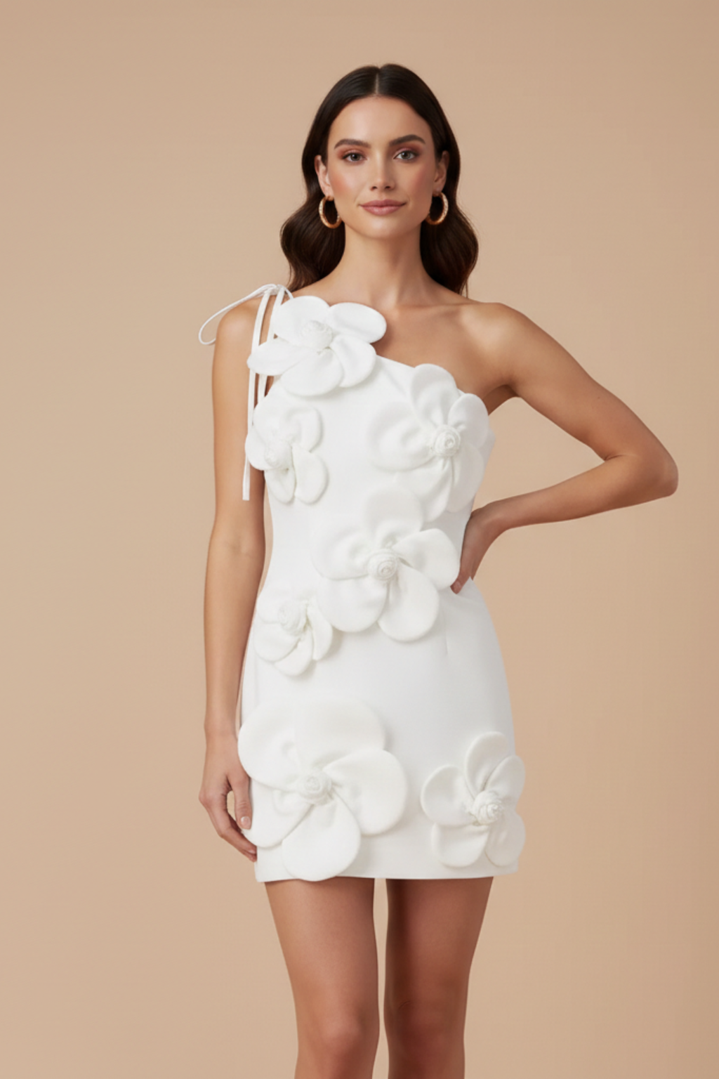 Mini blomsterkjole til kvinder – 3D-applikation på bustier, tætsiddende snit