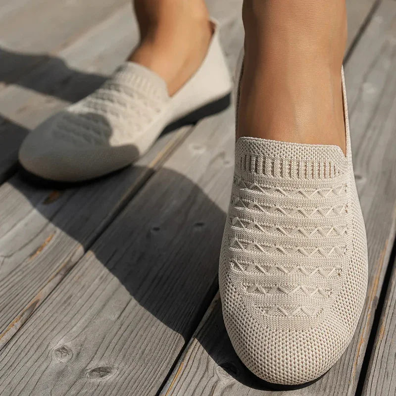 Damen Orthopädische Mokassins aus Mesh – Einfaches Hineinschlüpfen Rundspitze Flach