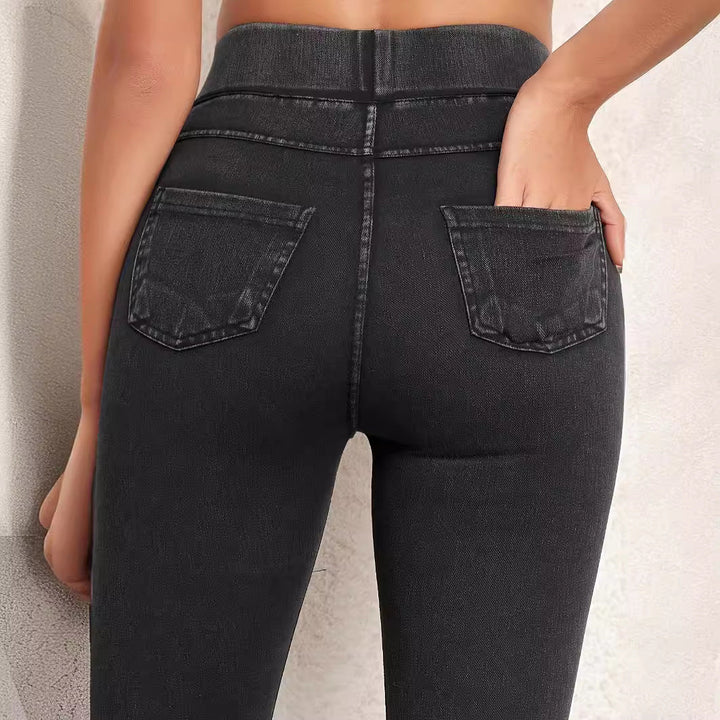 High Waist Skinny Jeggings for Women – Stretch Denim-Style Pants Without Zipper