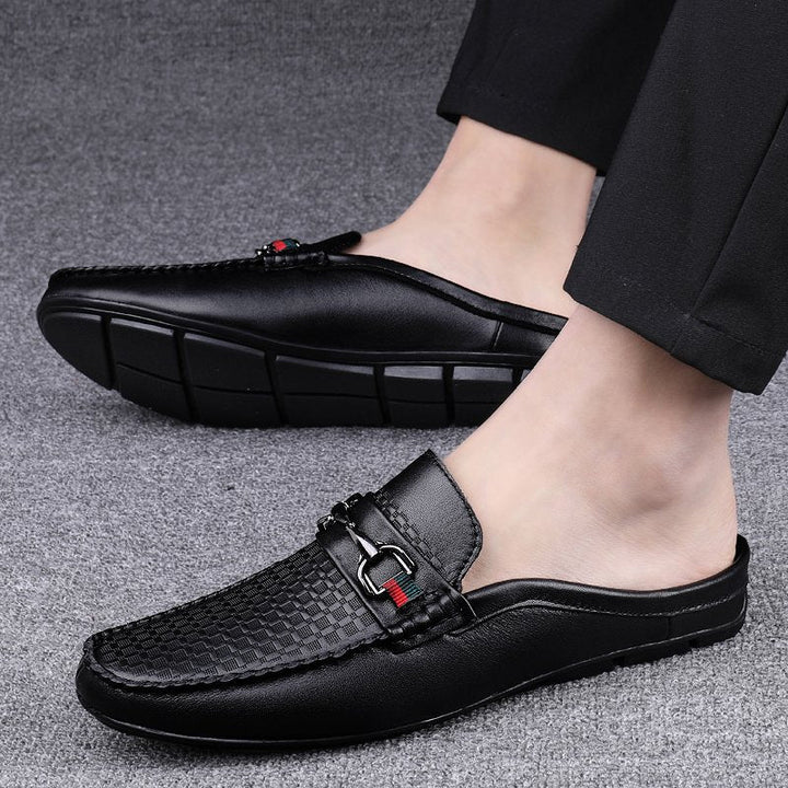 Mocassini mule uomo in pelle di vitello – Slip-on retrò senza retro