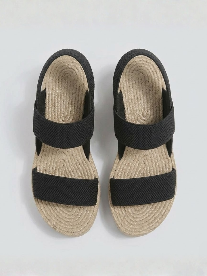 Sandali con Zeppa Donna con Elastico – Zeppa in Juta Senza Lacci