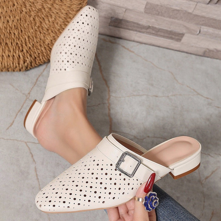 Damen Mules aus Leder – Einziger Schnallenriemen