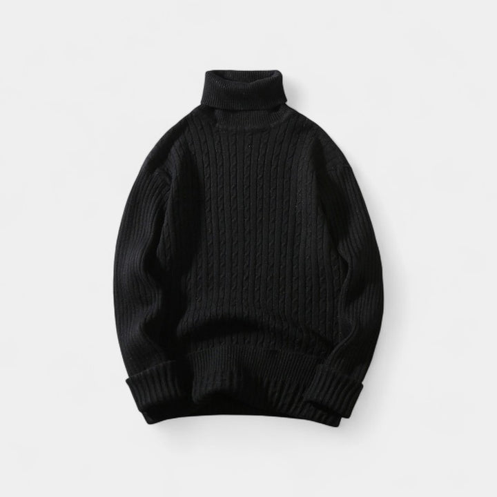 Herren Rollkragenpullover – elegante Zopfmuster