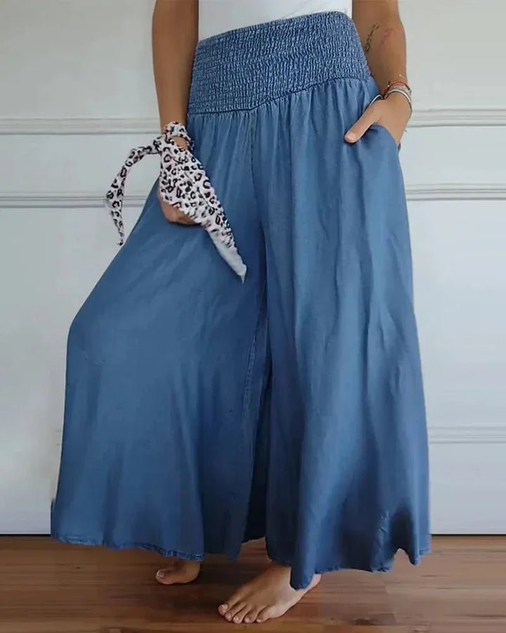 Leichte weite Damenhose – hohe Taille, weiter Schnitt