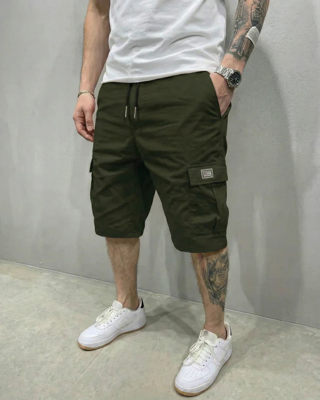 Shorts Cargo til Mænd – Elastisk Talje med Snøre & Store Klaplommer