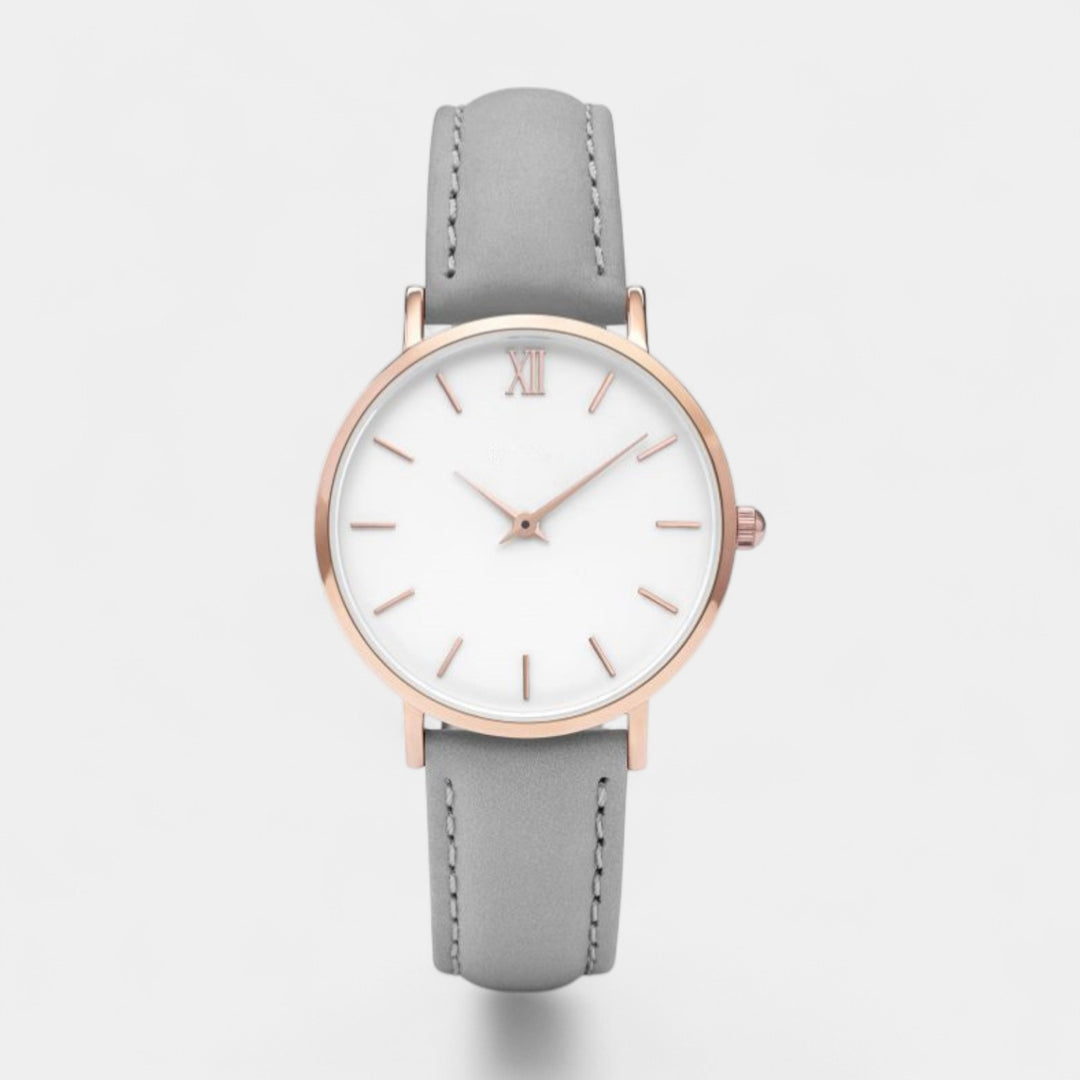 Claire Mode | Damen minimalistische Quarzuhr mit Lederarmband