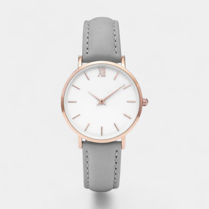 Claire Mode | Damen minimalistische Quarzuhr mit Lederarmband