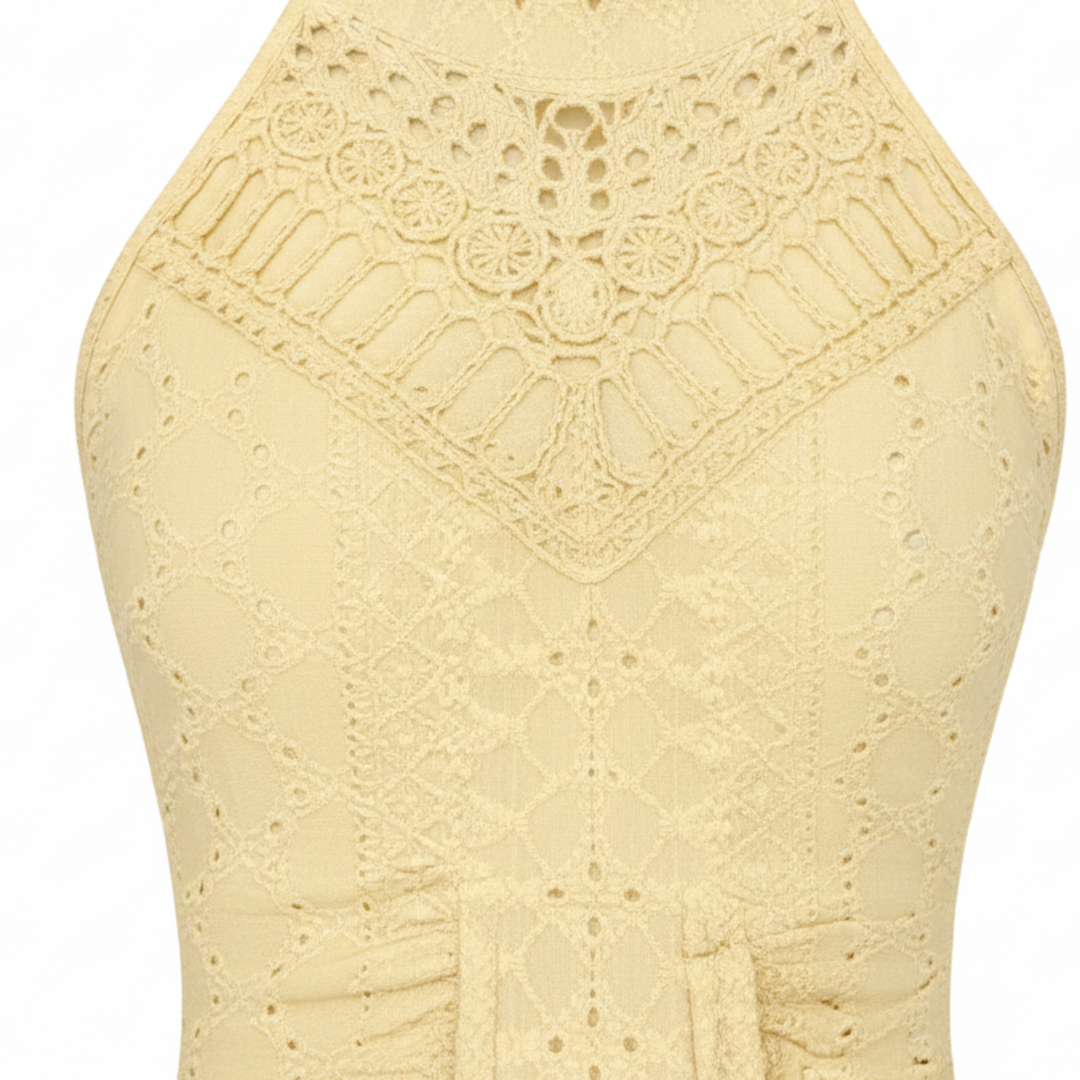 Midi-Spitzenkleid für Damen – Neckholder mit Frontschlitz