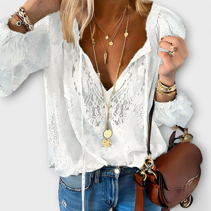 Boho-Bluse für Damen aus leichtem Stoff – Lange Ärmel, lässiger Schnitt