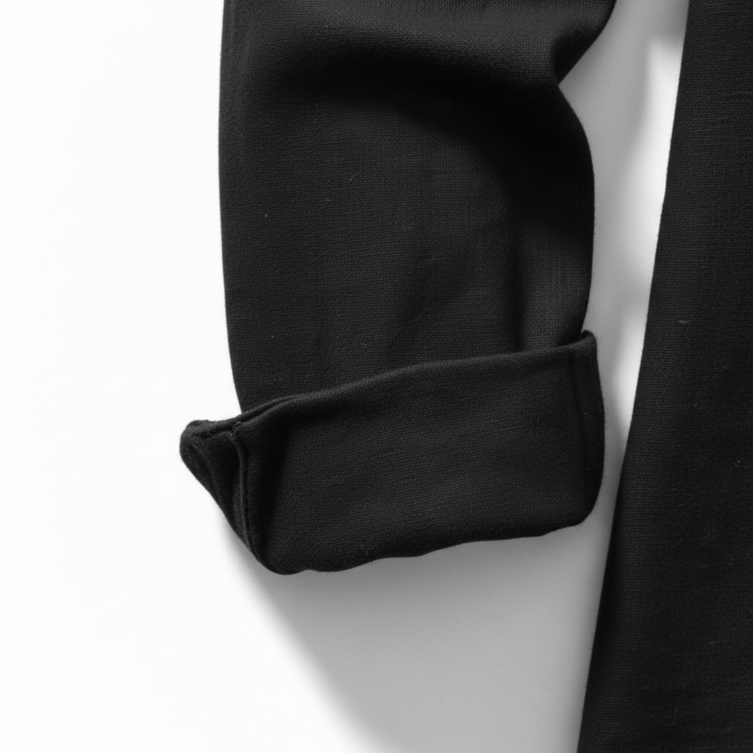 Camicia Uomo Maniche Lunghe – Collo alla Coreana con Lacci Cotone Traspirante