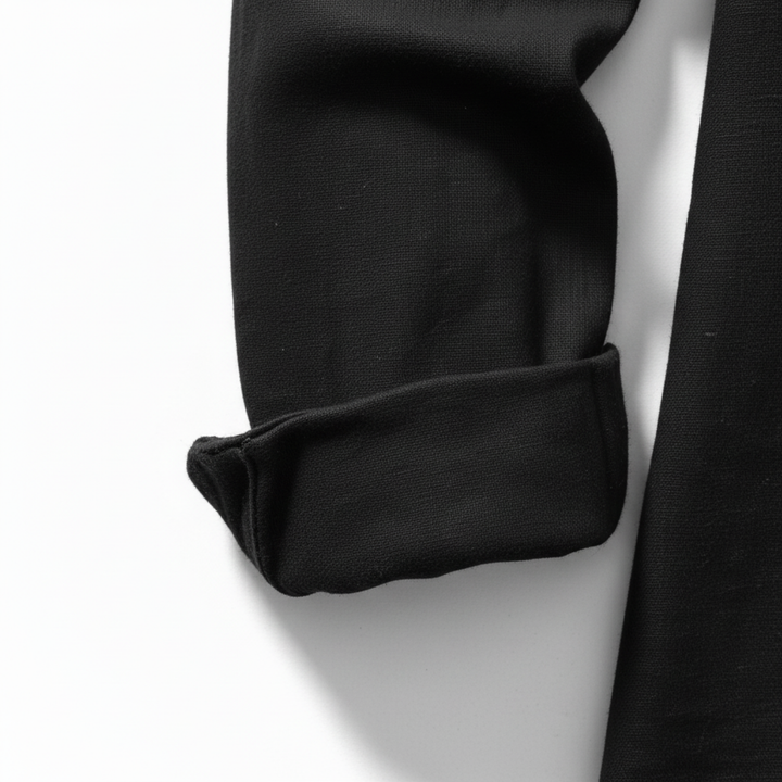 Camicia Uomo Maniche Lunghe – Collo alla Coreana con Lacci Cotone Traspirante