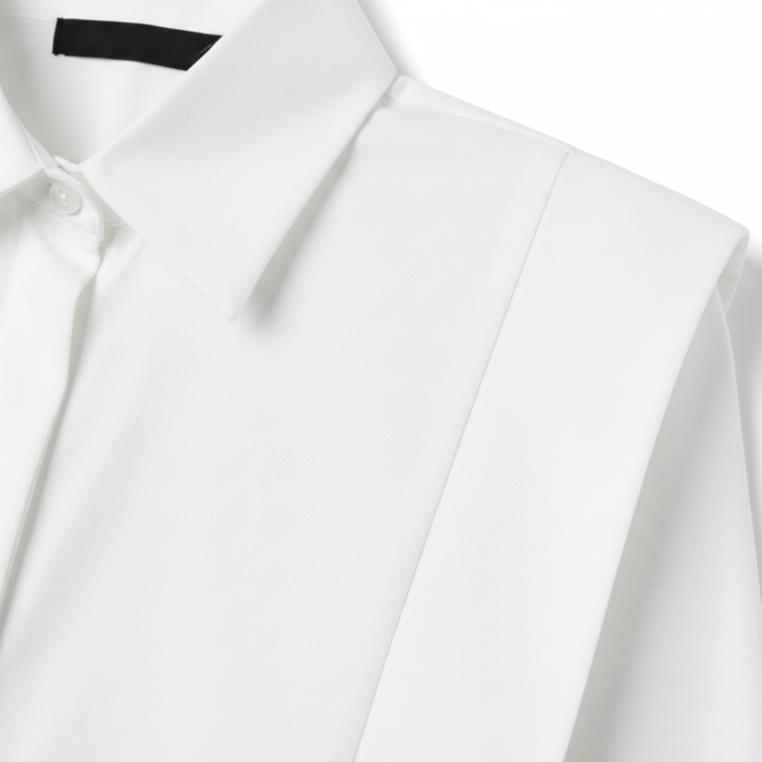 Camicia Donna a Maniche Lunghe – Pieghe sulle Spalle e Polsini Larghi