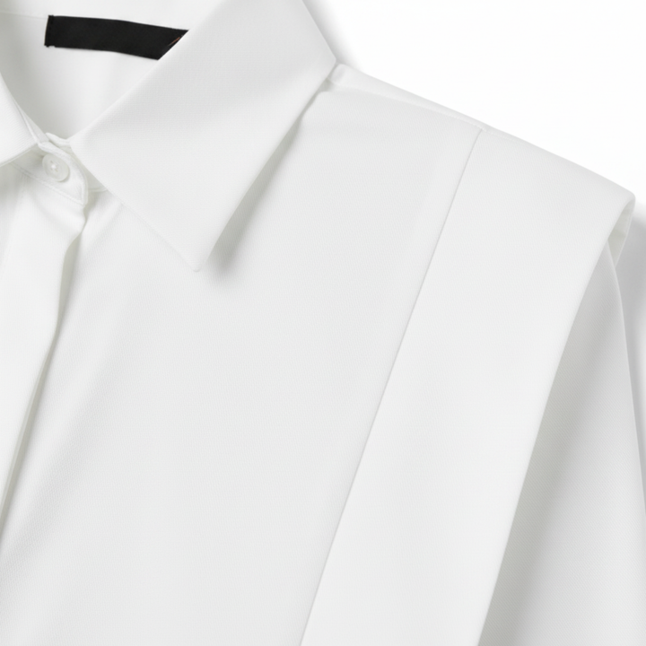 Camicia Donna a Maniche Lunghe – Pieghe sulle Spalle e Polsini Larghi