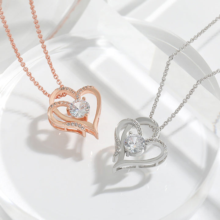 Claire Mode | Collana con pendente doppio cuore incastonato di strass donna