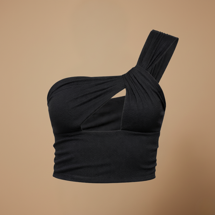 Asymmetric Women's Crop Top – One-Shoulder Neckline and Cutout